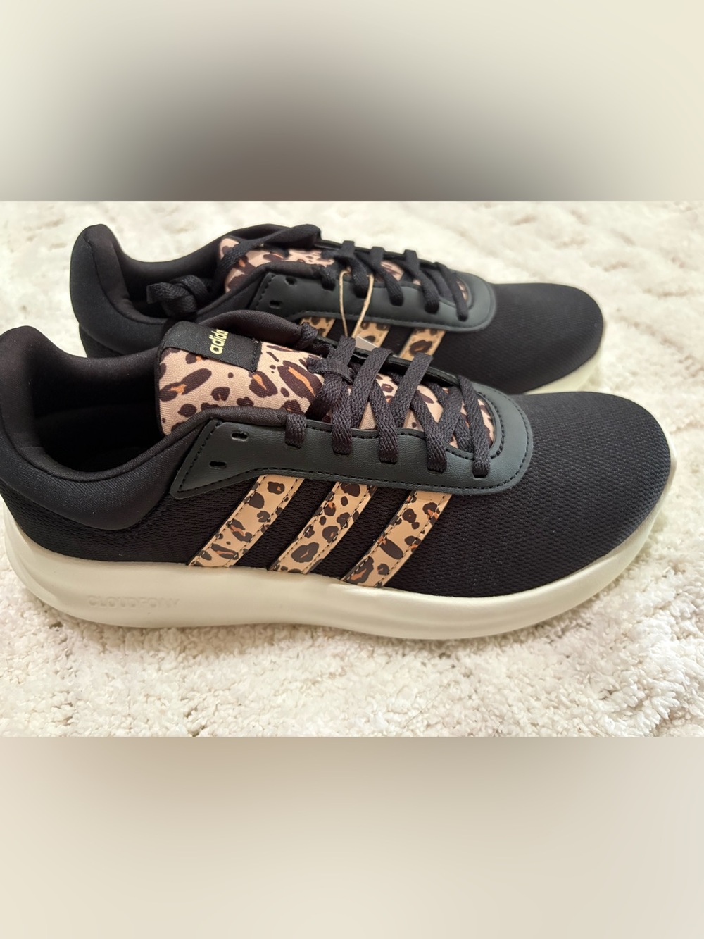 adidas Black Sneakers with Leopard-Print Stripes